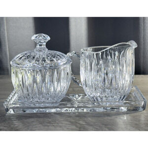 Vintage Crystal Creamer Sugar Bowl Royal Highlights Princess House W Germany Set